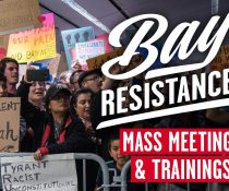Bay Resistance First Mass Meeting & Training Flier with People Protesting